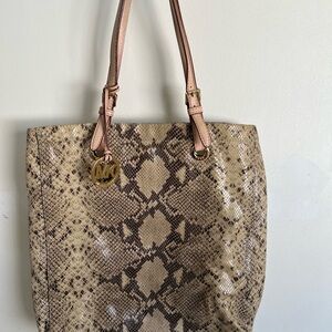 Michael Kors Beige Snake Print Tote